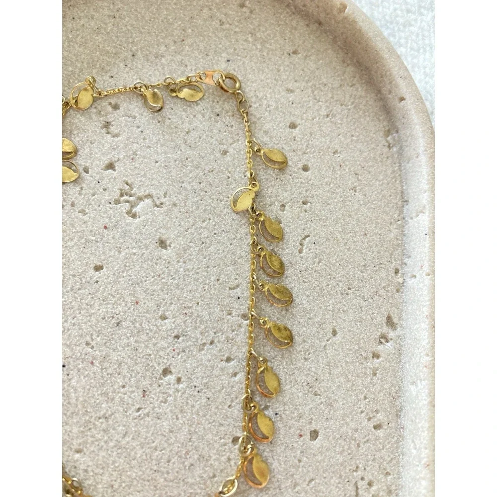 Gold Tone Dainty‎ Leaf Charm Anklet Minimalist Boho Dangle Romantic Feminine